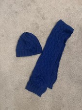 Hat & Scarf Set Girls Royal Blue With Bow On Each