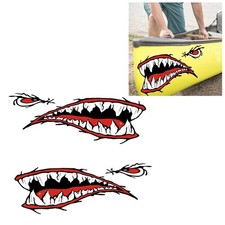  1 Pair Shark Mouth Car Sticker Pull Flower Reflective Decal Kayak Boat Fishing
