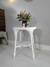 Lloyd Loom Side Table Kraft Original Two Tier White Conservatory Circa 1920 