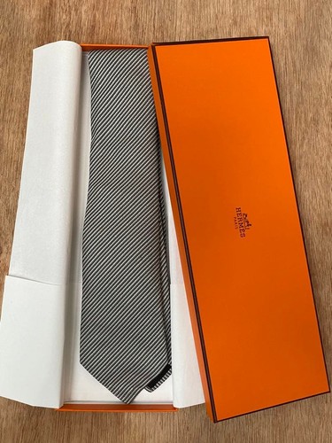 Hermes silver stripe tie - silver,
