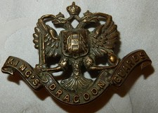WW1 1st KINGS DRAGOON GUARDS REGIMENT BRITISH MILITARY CAP BADGE 2 LUGS GENUINE