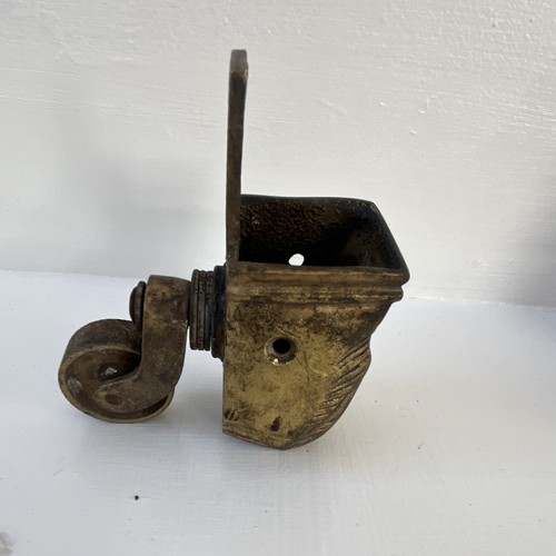 Antique brass castor leg - brass, cup
