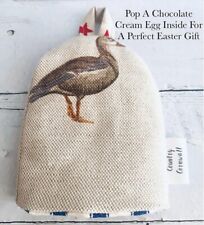 Emily Bond Ducks Fabric Egg Cosy - Blue  & Cream  Lining By Ian Mankin - Easter