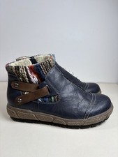 Pavers Navy Blue Leather Boots