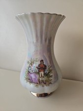 Chodziez Vase Musician Duet Scene Lustre Glaze Poland 15.5cm Tall 