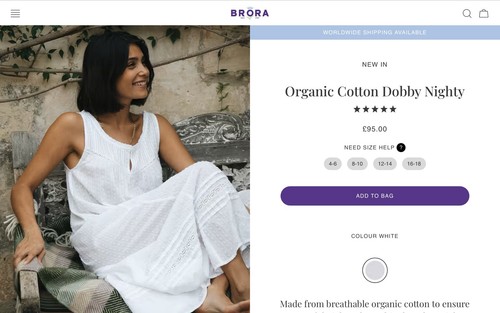 Bnwt brora white organic - brora,