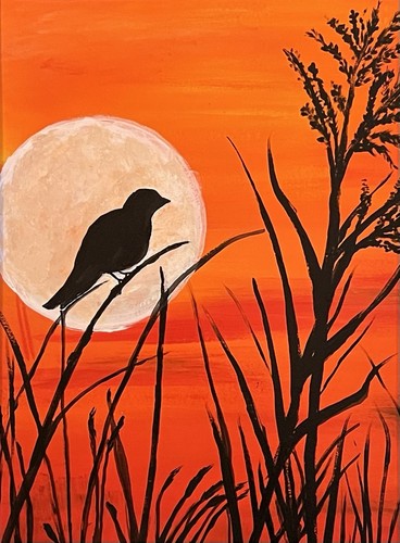 Hand painted original orange - hand,