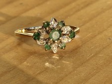 Ladies 9ct Gold Diamond Gem Cluster Ring size R