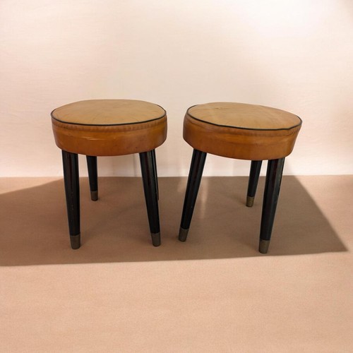 Pair mid century leather - mid,