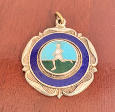 Vintage 1958 Second Team Running Sports Medal – Enamel Inlay Collectable