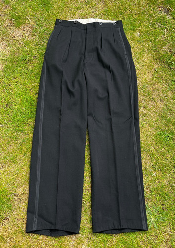 Vintage black wool button fly - wool,