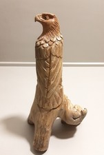Large Hand Carved Wooden Bird Of Prey. Eagle. Falconry. Hardwood Carving. NICE.