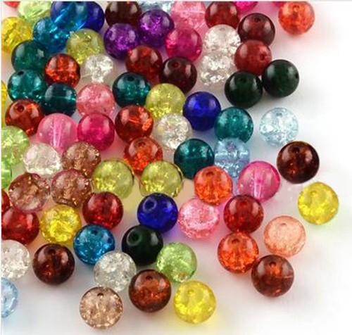 100 6mm crackle glass beads - crackle,
