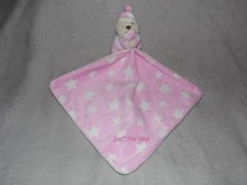 Morthercare bedtime bear comforter soft toy pink star blankie cream teddy