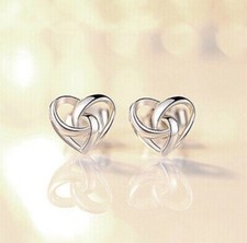 925 Sterling Silver Stunning Swirl Heart Stud Earrings Womens Jewellery Gift UK