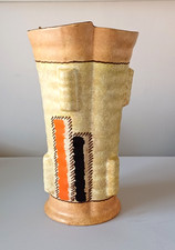 1930s Czechoslovakian pottery flower vase