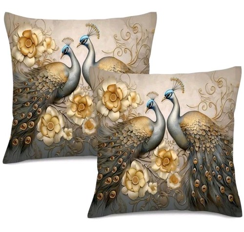 Gold peacock cushion - gold,