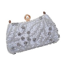 Womens Sparkly Pearls Clutches Purses Evening Handbags Shoulder Bags Crossbody