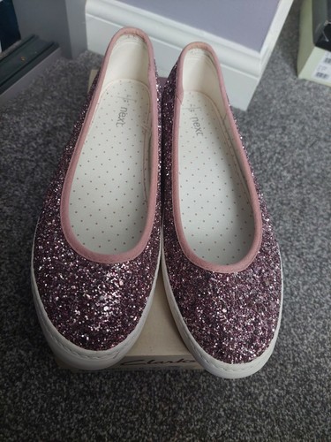 Next pink sparkly glitter flat - sparkly,