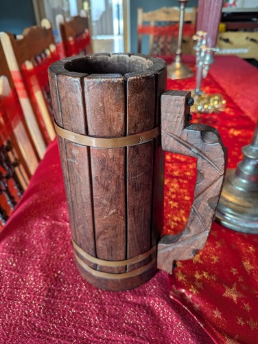 Vintage wooden tankard rivets - vintage,