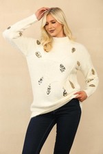 Cream Paisley Sequins Bling