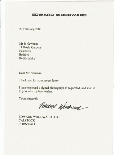 Edward woodward hand signed - edward,