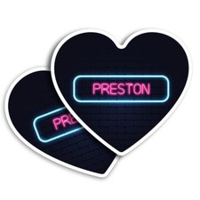 2x Heart Shape Vinyl Stickers Neon Sign Design Preston City England #350232