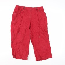 BHS Women's Red Cropped Trousers with Pockets Size 10