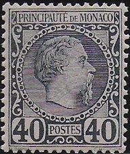Merry Christmas - 1885 Monaco Charles III 40c. light blue 1v. MNH Unified No. 7