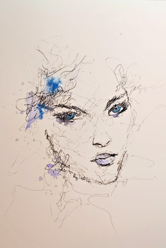 Original stylized female face - original,