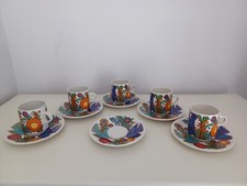 5 VILLEROY & BOCH Retro ACAPULCO Coffee Cup & 6 Saucers 70s Flowers & Birds