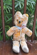 Vintage 1940s Mohair Teddy Bear 26cm, Non-Jointed, Collectible Antique Plush