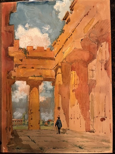 Paestum original watercolor - original,