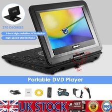 Multi Region 9" Portable In Car DVD Player Gaming Rechargeable Swivel Screen VCD