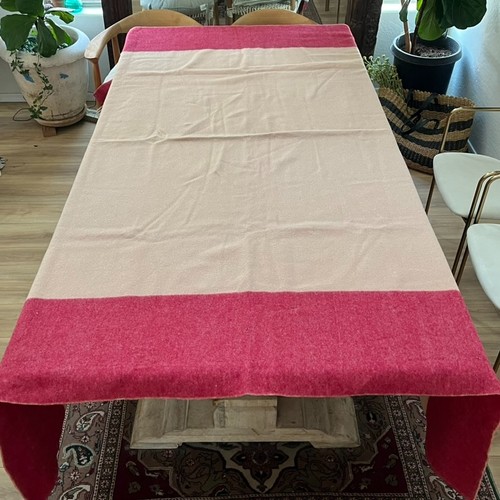 Vintage brown wool blanket - wool, red