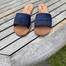 Biden navy hair mules - ,