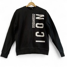 DSquared2 Icon Sweatshirt Black Pure Cotton Men's Casual Jumper UK M- Preloved