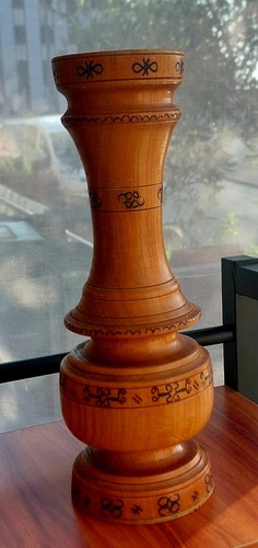 Vintage wooden candlestick - vintage,