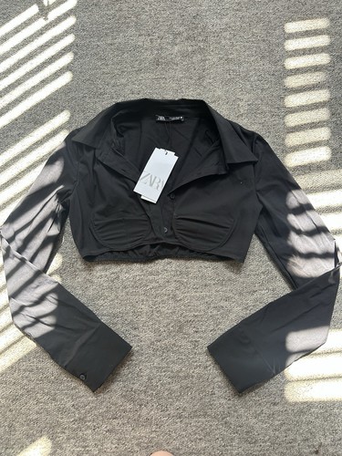 Bnwt zara black cropped - zara, poplin