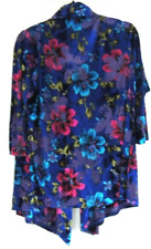 NEW MICHELE HOPE OPEN FRONT FLORAL VELOUR BURNOUT CARDIGAN JACKET BLUE 10 12