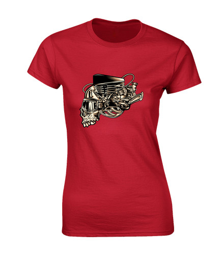 Steampunk skull ladies - t, shirt