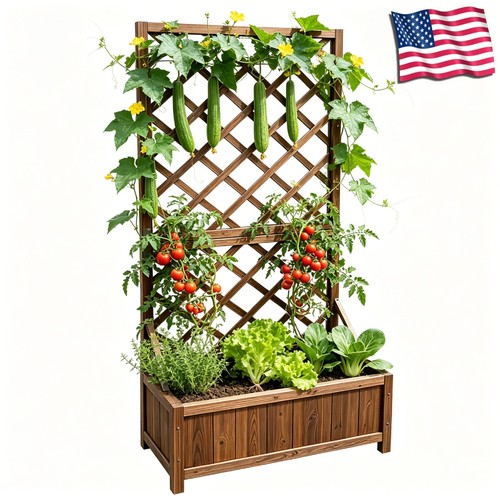 Outdoor planter with trellis - outdoor,