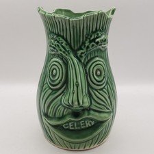 Vintage Celery Vase Jar Pot Novelty Double Sided Face Unique Pottery