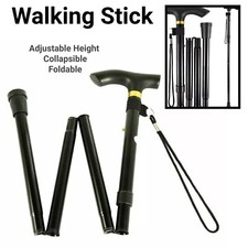 Walking Stick Easy Folding Metal Non-Slip Adjustable Cane Lightweight Aluminium