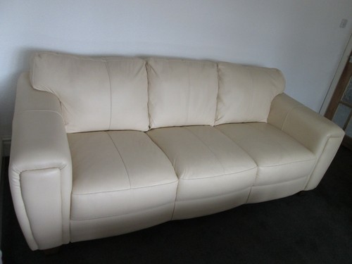 Dfs large cream leather sofa - dfs, 3