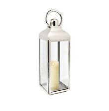 Metal and Glass Lantern Silver Stainless Steel Candle 67cm The Sophie Lantern