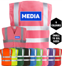 MEDIA Printed Hi-Vis High Viz Visibility Safety Vest Waistcoat Tabard
