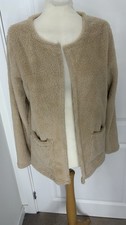 Ladies Beige Fleece / Teddy Style Jacket Cardigan Size Medium/ UK 12