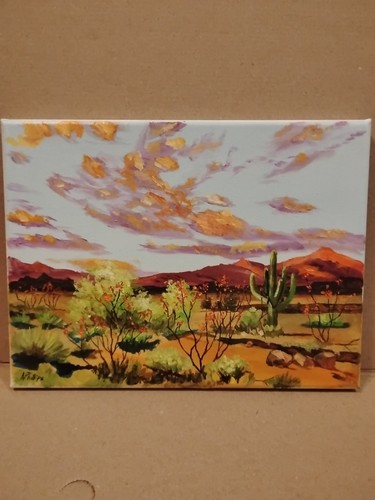 Original desert landscape oil - landscape,