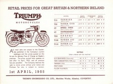 Triumph Motorcycles Price List